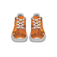 Sepatu Sneakers Platform Kustom Pola Bunga Aster Oranye Sepatu Olahraga Unisex Logo Dapat Disesuaikan Ringan Sepatu Kasual Harian untuk Berjalan