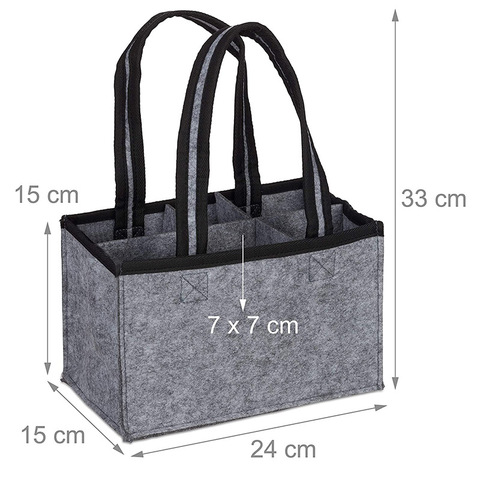 Wholesale Custom Printed LOGO Water Bottle Wine Tote Bags 6 Detachable Dividers Foldable Felt Beer Bags Multipurpose Storage