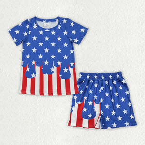 Conjunto de Ropa Infantil RTS Boutique para Niños, Camiseta y Pantalones Cortos con Estampado de Béisbol y Estrellas del 4 de Julio, 2 Piezas, Algodón y Elastano - Product Image 4