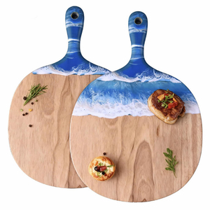 Planche à découper en bois d'acacia motif vague marine, grande planche de <span class=keywords><strong>charcuterie</strong></span>, <span class=keywords><strong>plateau</strong></span> de service pour viande, planche de boucher, planche à pizza - Product Image 1