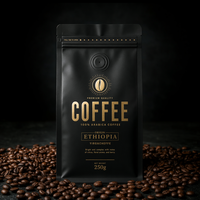 Sac d'emballage pour café à fond plat en feuille mate imprimée sur mesure avec valve et fermeture éclair pour 250 g de grains de café