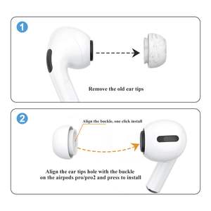 Embouts d'oreille en <span class=keywords><strong>silicone</strong></span> souple de remplacement pour <span class=keywords><strong>Airpods</strong></span> Pro 1ère/2ème génération avec trou de réduction du bruit et protection anti-poussière intégrée - Product Image 3