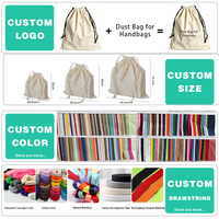 Pochette anti-poussière en toile de coton personnalisée avec cordon de serrage, sac de rangement en tissu réutilisable, OEM ODM, sac d'emballage protecteur avec logo personnalisé