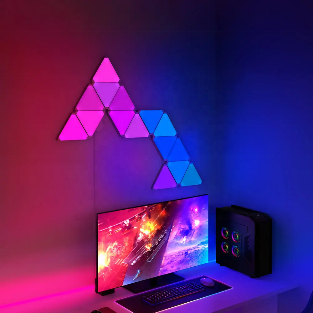 Gaming Room Bedroom USB Powered LED Triangle Wall Light RGB LED Light Panels Dimmable APP Remote Control Smart Ambient Light