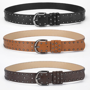 Cinturón Casual para Mujer Tiyo Estilo Punk con Tachuelas de Cuero PU y Hebilla de Aleación con Anillo en D de 3.5cm de Ancho, Varios Colores, 107cm - Product Image 2