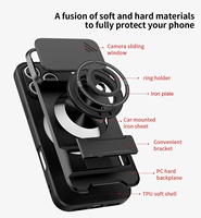 Coque arrière multifonctionnelle avec fenêtre coulissante pour appareil photo pour iPhone 17 Pro Max, étui de protection antichoc avec support anneau pour modèle Android