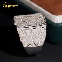 Nouvelle conception RTS, bague pour homme certifiée GRA, en argent sterling 925 véritable, style hip-hop glacé, bague en moissanite, bague carrée