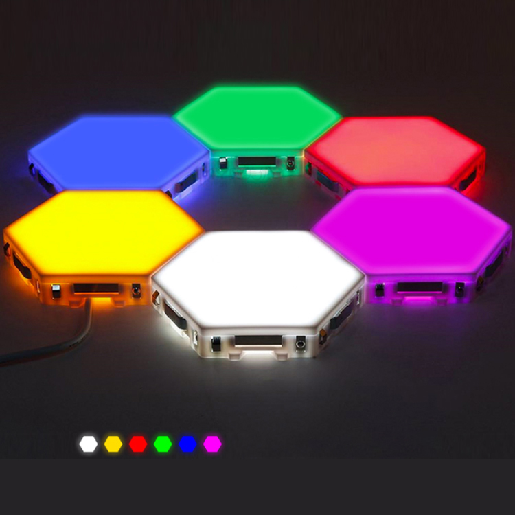 Modern Sensitive Geometry Touch Rgb Panels Hexagonal Club Wall Lamp Usb Led Night Light