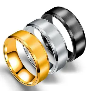 Wholesale Hot Style High Quality European And American Stainless Steel Ring Wire Drawing Titanium Steel Ring for Men