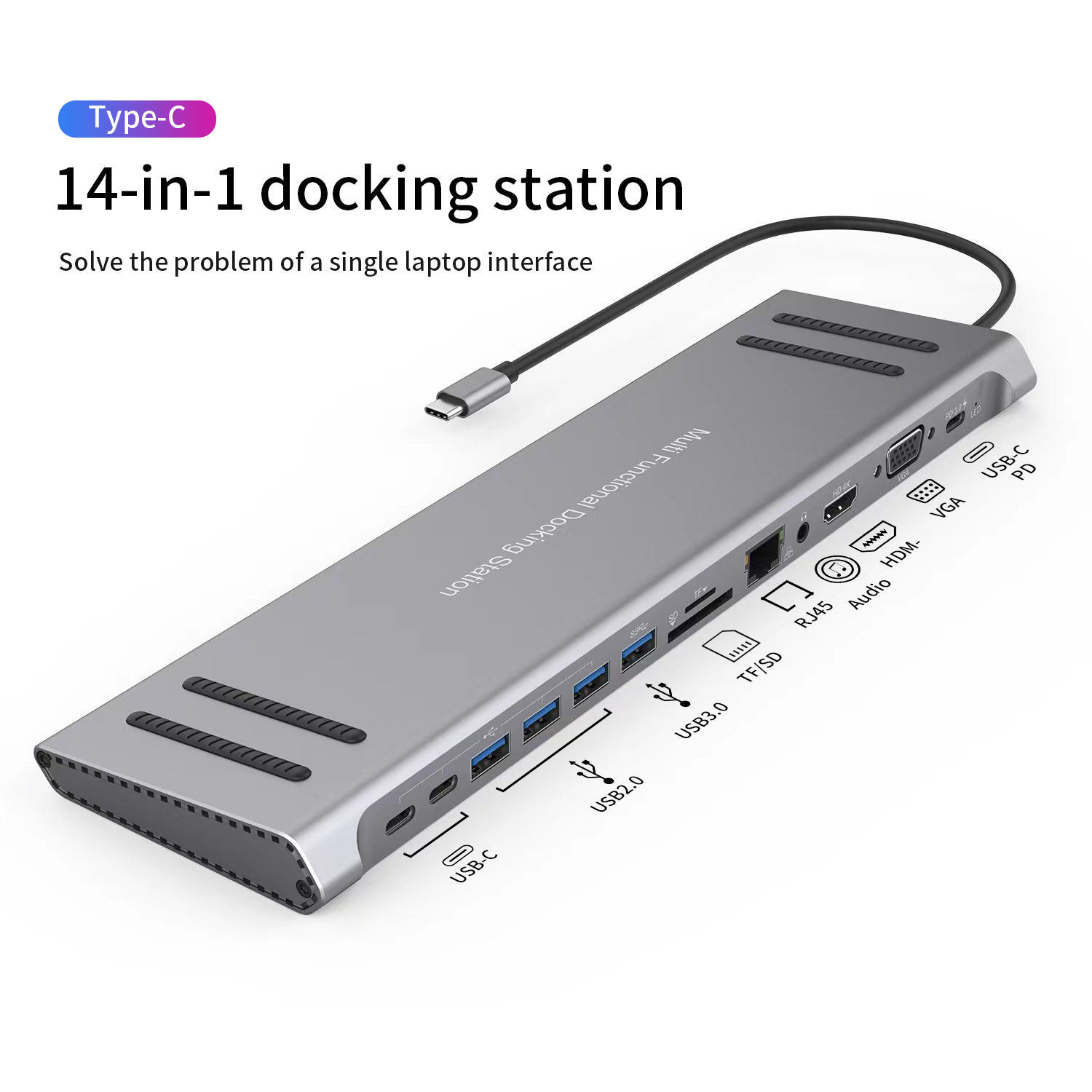 USB3.0 Hub - 14 in 1 Multi-Function Adapter for Fast Charging