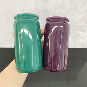 แก้วสีขนาด 16 ออนซ์ สีม่วงเข้ม ส้ม เขียว ครีม น้ำตาล กาแฟ สำหรับงานพิมพ์แบบซับลิเมชั่น UV DTF - Product Image 4