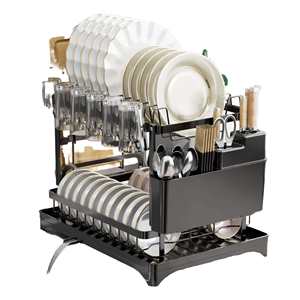 Égouttoir à <span class=keywords><strong>vaisselle</strong></span> sur évier avec égouttoir pliable pour comptoir de cuisine, porte-couverts, supports et étagères de rangement - Product Image 1