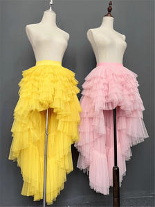 Soldes Chaudes <span class=keywords><strong>Jupe</strong></span> Longue <span class=keywords><strong>Femme</strong></span> Taille Haute Étages Couleur Unie Tulle Gâteau pour Mariage Soirée Club - Product Image 5