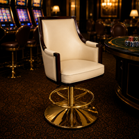 Concessionnaire VIP/Base de joueur Chaise de jeu de casino Dossier réglable confortable avec base dorée pour les hôtels Vente de matériel en cuir