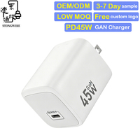 Cargador Rápido GaN de 45W con Enchufe Estadounidense, Doble Puerto Tipo-C + Tipo-C/USB-A, Certificado CE, Ecológico, Plegable, Compacto, para Viajes y Cámaras