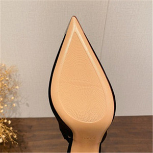 Escarpins à talons ultra-hauts de luxe pour femmes nouveauté marque talons aiguilles bouche peu profonde métal pointu pieds nus sans lacet pour l'hiver - Product Image 5