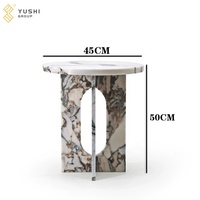 Grupo Yushi, sofá de mármol minimalista, mesa auxiliar con borde, círculo móvil, tormenta oceánica, mesa de esquina de mármol para carcasa pequeña