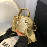 Sac à main dôme en cuir croco pour femme, sacoche à poignée supérieure avec fermoir tournant doré, grande capacité pour le bureau, les voyages et l'usage quotidien