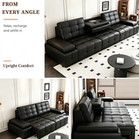 Ensemble de canapé-lit électrique multifonctionnel de luxe avec table rabattable, canapé-lit inclinable en cuir pour home cinéma