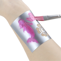 Lot de 4 pochoirs de tatouage réutilisables en PVC autocollants, prix de gros GP, pour maquillage facial, peinture à l'aérographe et dessin à paillettes