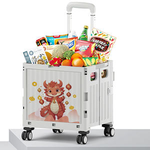12 tigre du zodiaque chinois chariot de marché pliant gain de place chariot à 4 roues chariots pliables en plastique blanc gris avec roues - Product Image 3