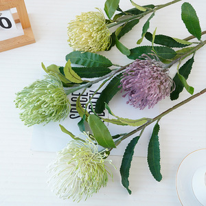 Fleur artificielle floquée en plastique et soie, jaune clair et blanc, haute simulation, pour décoration maison et mariage - Product Image 5