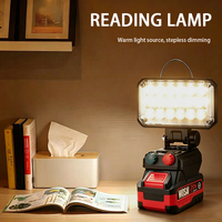 Lámpara de Trabajo Inalámbrica de 70 LED, 20V, Ajustable, Doble Tono Amarillo y Blanco, con Función de Banco de Energía y Salida USB