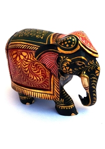 Décoration d'éléphant en bois artisanale, pièce d'art traditionnelle, ornement de table, décoration intérieure pour salon, 100% fait main - Product Image 4