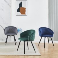 Chaise de salle à manger bleu marine à dossier haut, style italien nordique, avec accoudoirs incurvés, design crème Canada