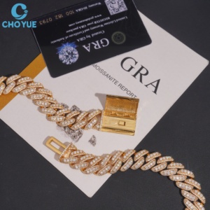 Cadena Cubana de Plata de Ley 925 con Moissanita, Estilo Hip Hop Clásico de Miami, Joyería con Moissanita Engastada, MOQ Bajo - Product Image 4