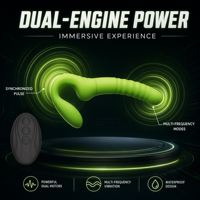Bestmoon Jouet sexuel pour adultes, Vibrateur télécommandé, Dildo double sans sangle à poussée, pour femmes et lesbiennes