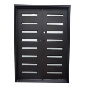 Portes en fer forgé à double entrée modernes et luxueuses, avec design élégant de grille en verre pour appartement, salon, extérieur, chambre à coucher, extérieur - Product Image 3