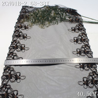 Accessoires de vêtements en gros, dentelle de luxe, largeur 30 cm, tulle noir, paillettes, broderie florale fantaisie, dentelle en maille pour robe Abaya