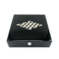 Boîte de rangement en bois pour capsules de café Nespresso personnalisées, emballage en MDF noir laqué piano de luxe