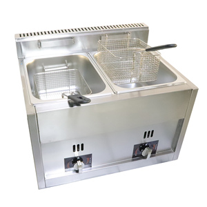 Vendita calda 12L in acciaio inox friggitrice commerciale attrezzatura da <span class=keywords><strong>cucina</strong></span> doppio cestello <span class=keywords><strong>Gas</strong></span> macchina per friggere per Fast Food - Product Image 4