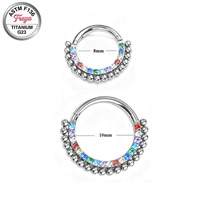 Bijoux de piercing en titane pour septum, anneaux de nez, boucles d'oreilles créoles tendance en zircon coloré pour femmes, anneaux de nez de designer pour Daith et segment, anneaux de nez Cow.