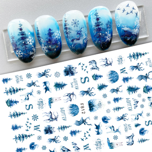 TSZS <span class=keywords><strong>2023</strong></span> <span class=keywords><strong>hiver</strong></span> noël autocollants fournitures ongles 3D noël flocon de neige ongles décalcomanie couleur rouge ongles autocollants noël - Product Image 3