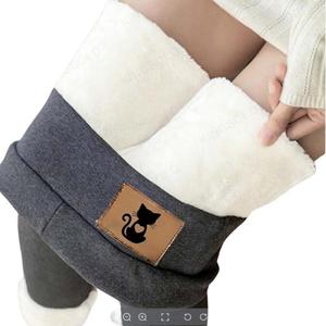 Mallas cálidas de lana de cordero para invierno 2025, Pantalones térmicos de terciopelo con forro polar para mujer, Pantalones gruesos de felpa de cintura alta, Pantalones - Product Image 5