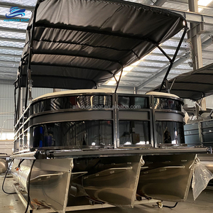 23Ft Aluminum Pontoon Boat Recreational Activities Luxury Tritoon Yacht for Fishing - Product Image 2