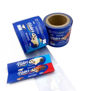 Manufactory mylar cheap plastic custom design printed BOPP roll film chocolate packaging for biscuits