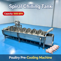 Machine de pré-refroidissement pour abattoir de volailles, refroidisseur à vis pour ligne de refroidissement de carcasses de poulet, 1000 BPH, acier inoxydable 304