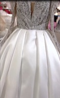 Offre Spéciale d'Afrique 2026 Robe de mariage de luxe en satin à manches longues et épaules dénudées Robe de bal avec appliques en dentelle perlée Robe de mariée