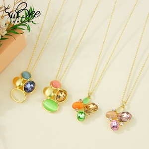 Juego de Joyería de Lujo con Collar y Aretes Geométricos de Cristal Chapado en Oro de 14K para Mujer, Diseño Original y Especial para Bodas y Fiestas - Product Image 5