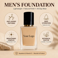 Fond de Teint Liquide Marque Blanche Logo Personnalisé 6 Teintes Naturel Éclaircissant Contrôle du Sébum Hommes Couvrance Totale Maquillage de Base