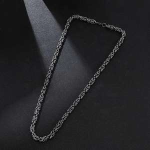 Collar de Cadena Bizantina Negra Vintage de Alta Calidad ZorynJewelry, Acero Inoxidable 316L, Envío Inmediato, Aniversario - Product Image 3