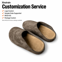 Xinzirain – Mules en daim personnalisées, sabots en liège, pantoufles à bout fermé, chaussures d'intérieur à enfiler, fabricant de chaussures à faible MOQ