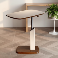 Table basse réglable en hauteur et rotative avec plateau en bois de noyer et structure en métal, design nordique, table d'appoint pour salon