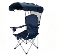 Chaise de camping pliante en alliage d'aluminium avec auvent pare-soleil, chaise de pêche d'extérieur avec pare-soleil, chaise de plage portable
