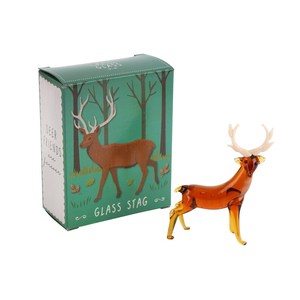 Figurine de cerf en verre soufflé à la main, corps ambré, bois de cerf blanc, sculpture animale de Noël, pièce d'art décorative - Product Image 4