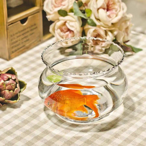 Tanque de peces de encaje redondo de vidrio transparente, tanque de tortuga y Pez Dorado, jarrón de vidrio hidropónico, mini tanque de peces de encaje ecológico - Product Image 4